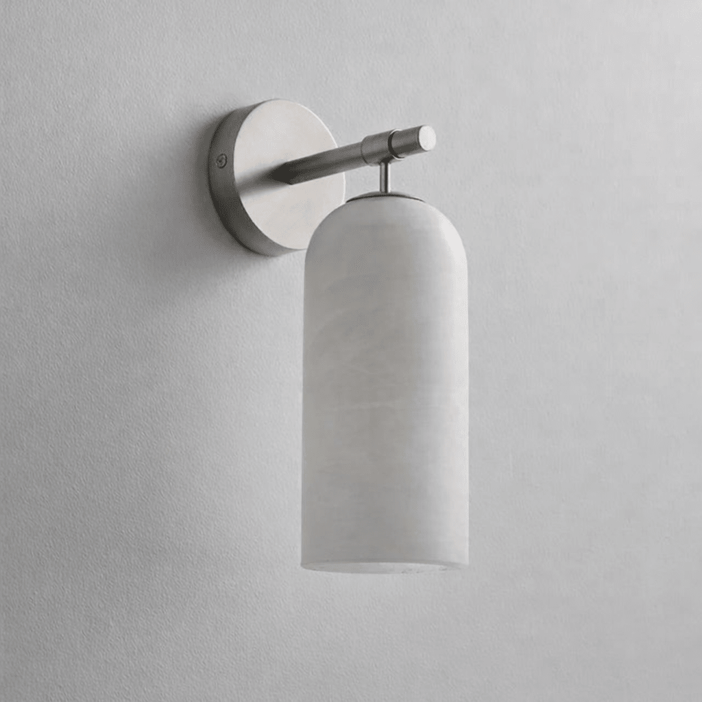 Pillar Alabaster Wall Sconce, Soft Ambient Light — detail view