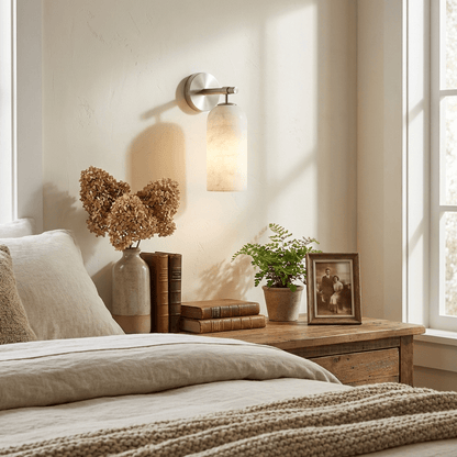Pillar Alabaster Wall Sconce, Soft Ambient Light