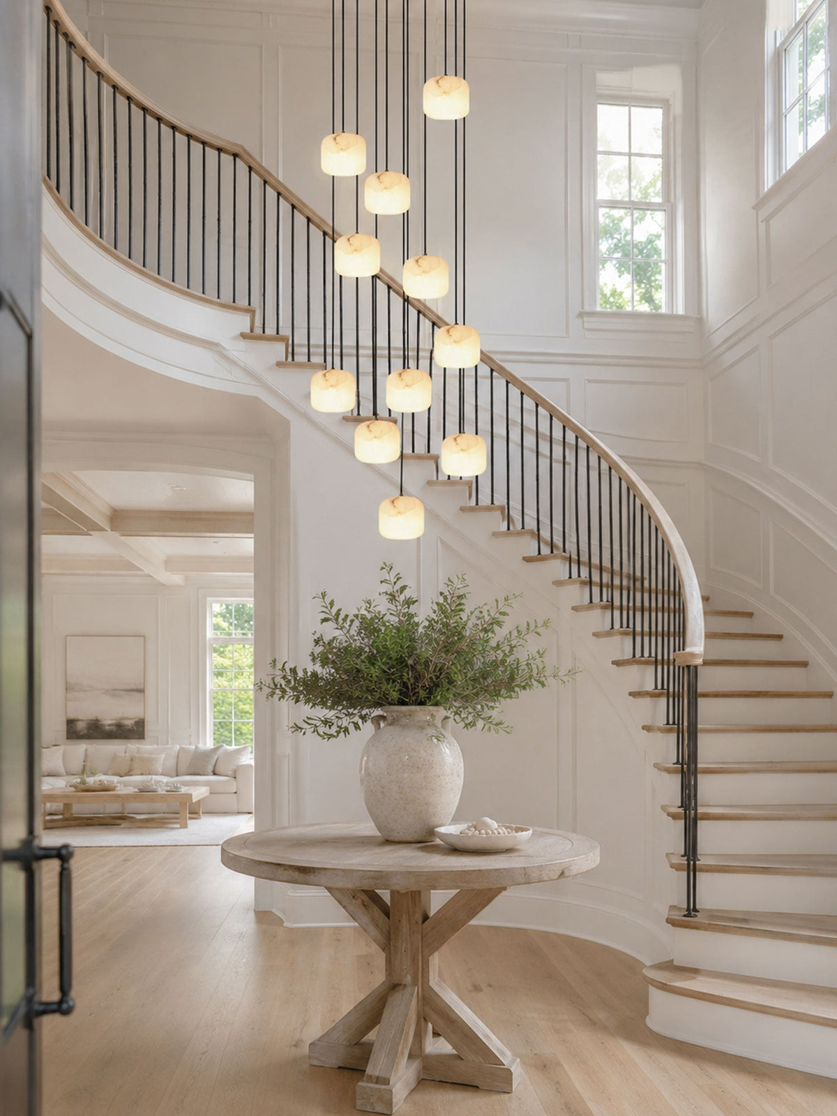 Alabaster Cluster Chandelier with Adjustable Brightness