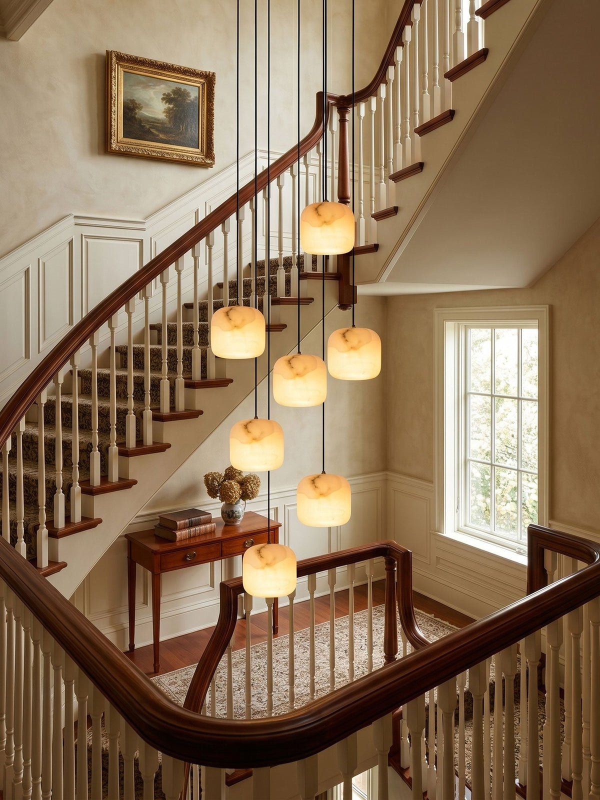 Alabaster Cluster Chandelier with Adjustable Brightness