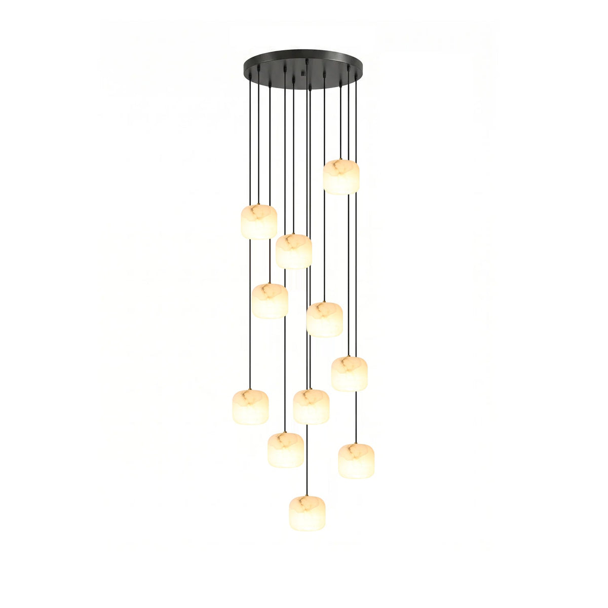 Alabaster Cluster Chandelier with Adjustable Brightness — front view
