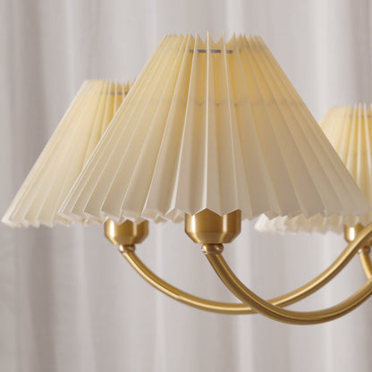 Pleated Walnut Chandelier with Soft Lighting - GPM