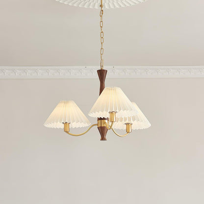 Pleated Walnut Chandelier with Soft Lighting - GPM