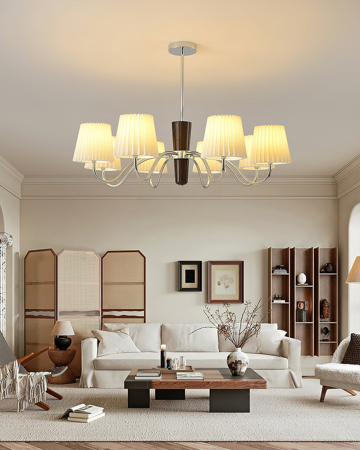 Plisse Chandelier with Adjustable Brightness — lifestyle view