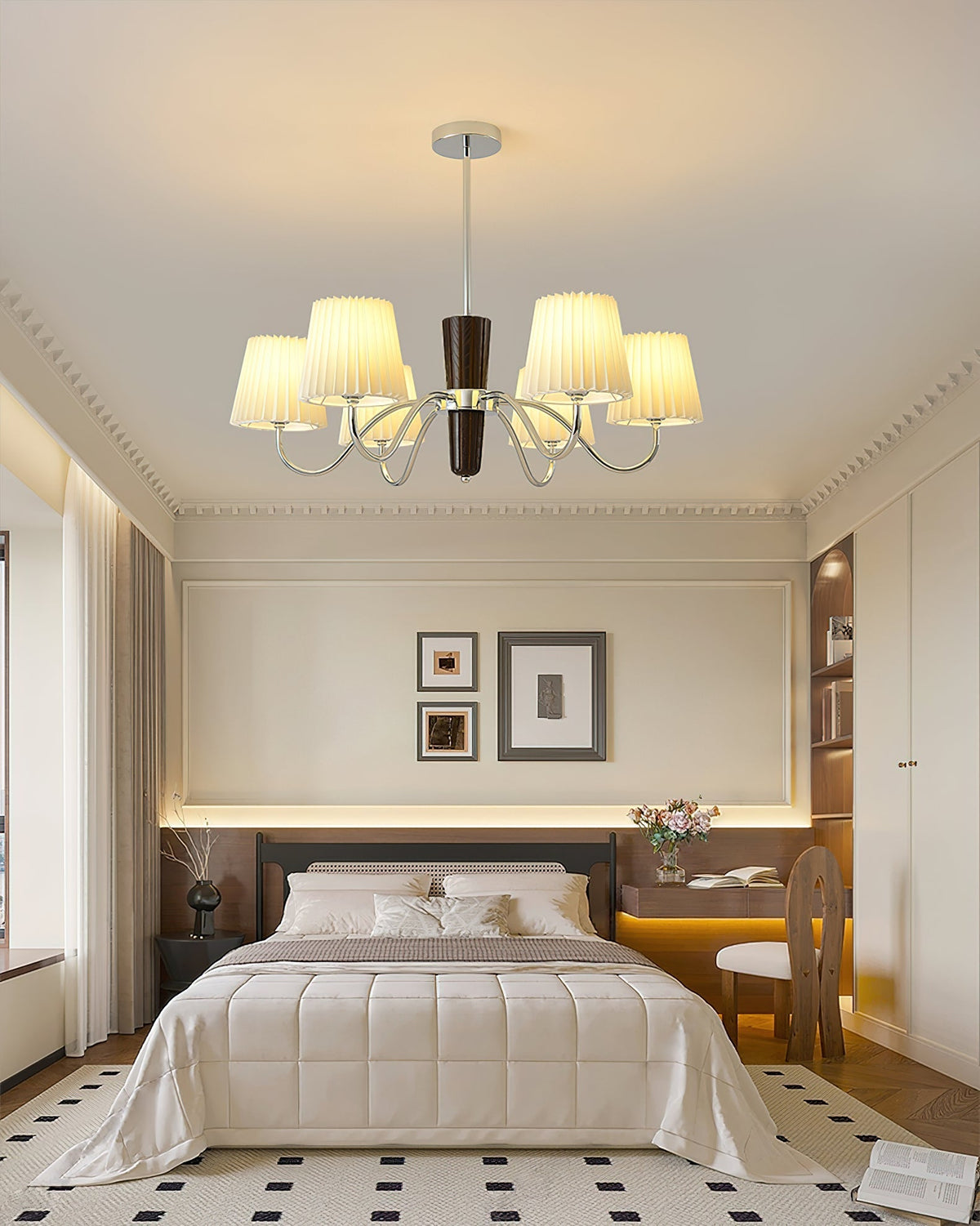 Plisse Chandelier with Adjustable Brightness — front view