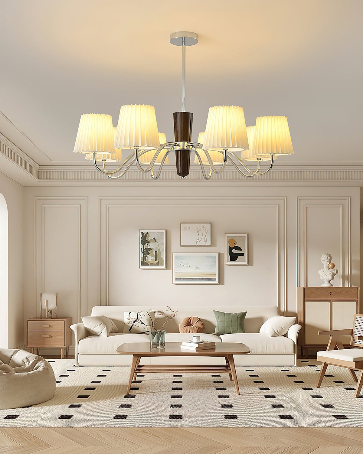 Plisse Chandelier with Adjustable Brightness