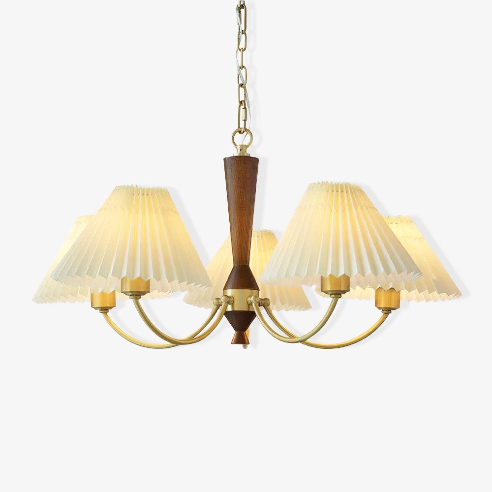 Walnut Chandelier with Adjustable Height