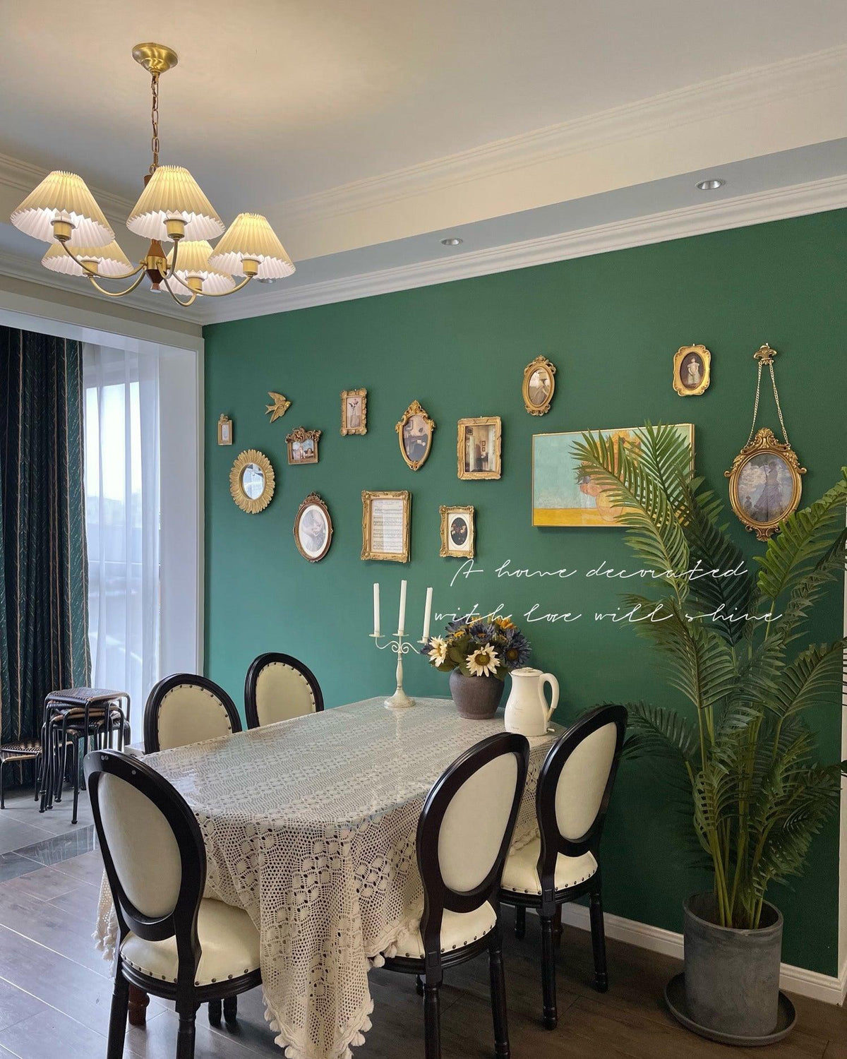 Walnut Chandelier with Adjustable Height