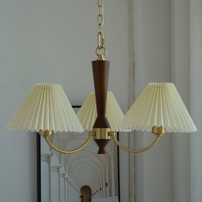 Walnut Chandelier with Adjustable Height