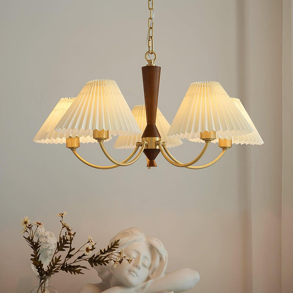 Walnut Chandelier with Adjustable Height — alternate angle