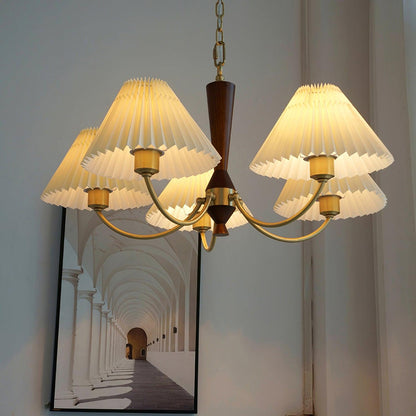 Walnut Chandelier with Adjustable Height