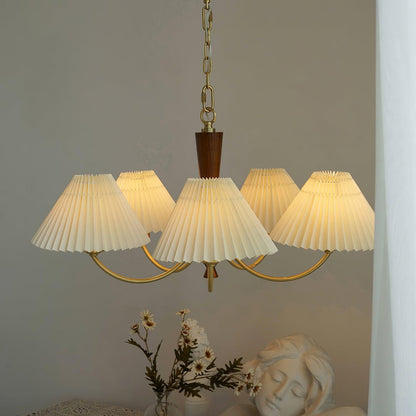 Walnut Chandelier with Adjustable Height