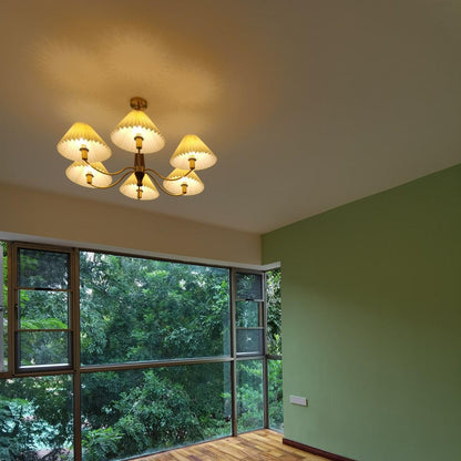 Walnut Chandelier with Adjustable Height