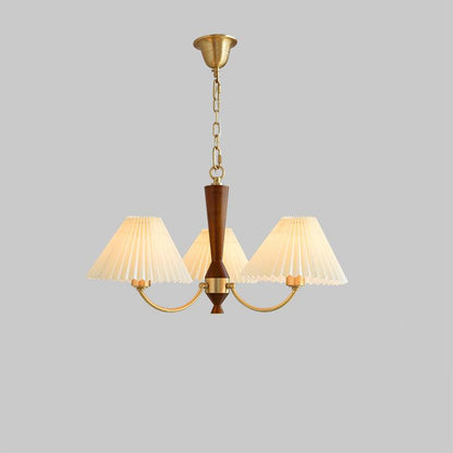 Walnut Chandelier with Adjustable Height — front view