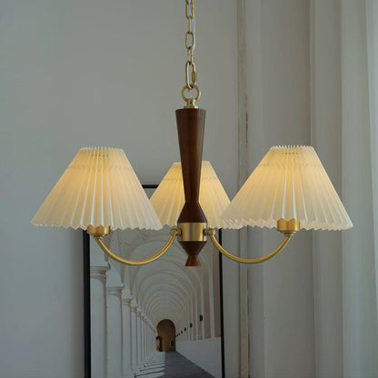 Walnut Chandelier with Adjustable Height