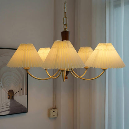 Walnut Chandelier with Adjustable Height