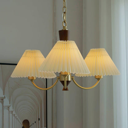 Walnut Chandelier with Adjustable Height