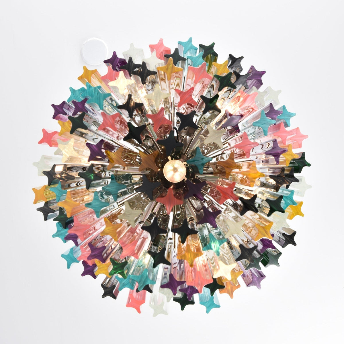 Colorful Prismatic Glass Chandelier with Adjustable Height