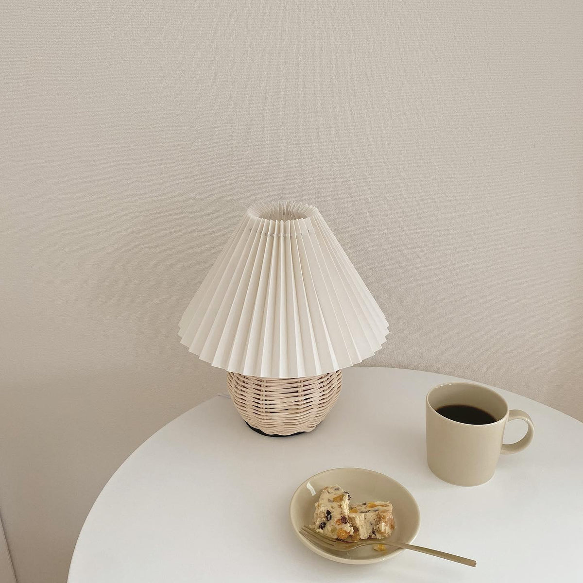Rattan Pleated Table Lamp, Soft Ambient Light