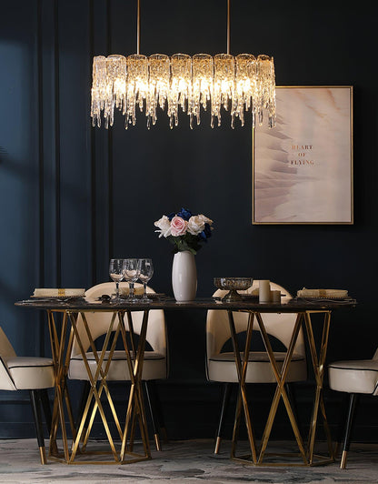 Icicle Glass Chandelier with Adjustable Height