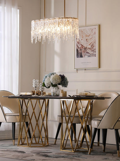 Icicle Glass Chandelier with Adjustable Height