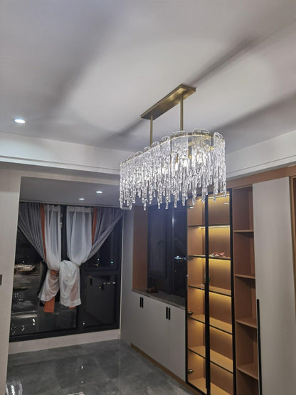 Icicle Glass Chandelier with Adjustable Height