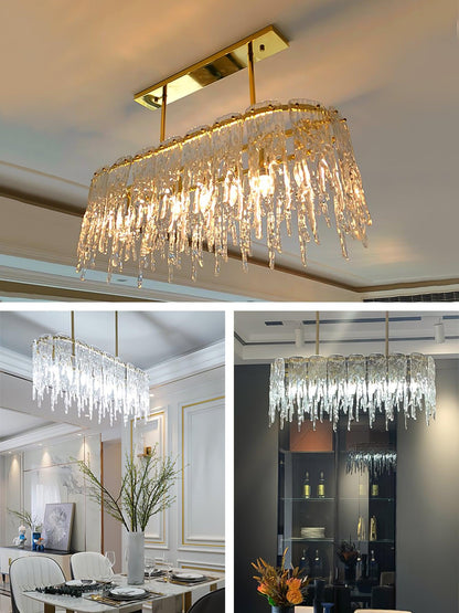 Icicle Glass Chandelier with Adjustable Height