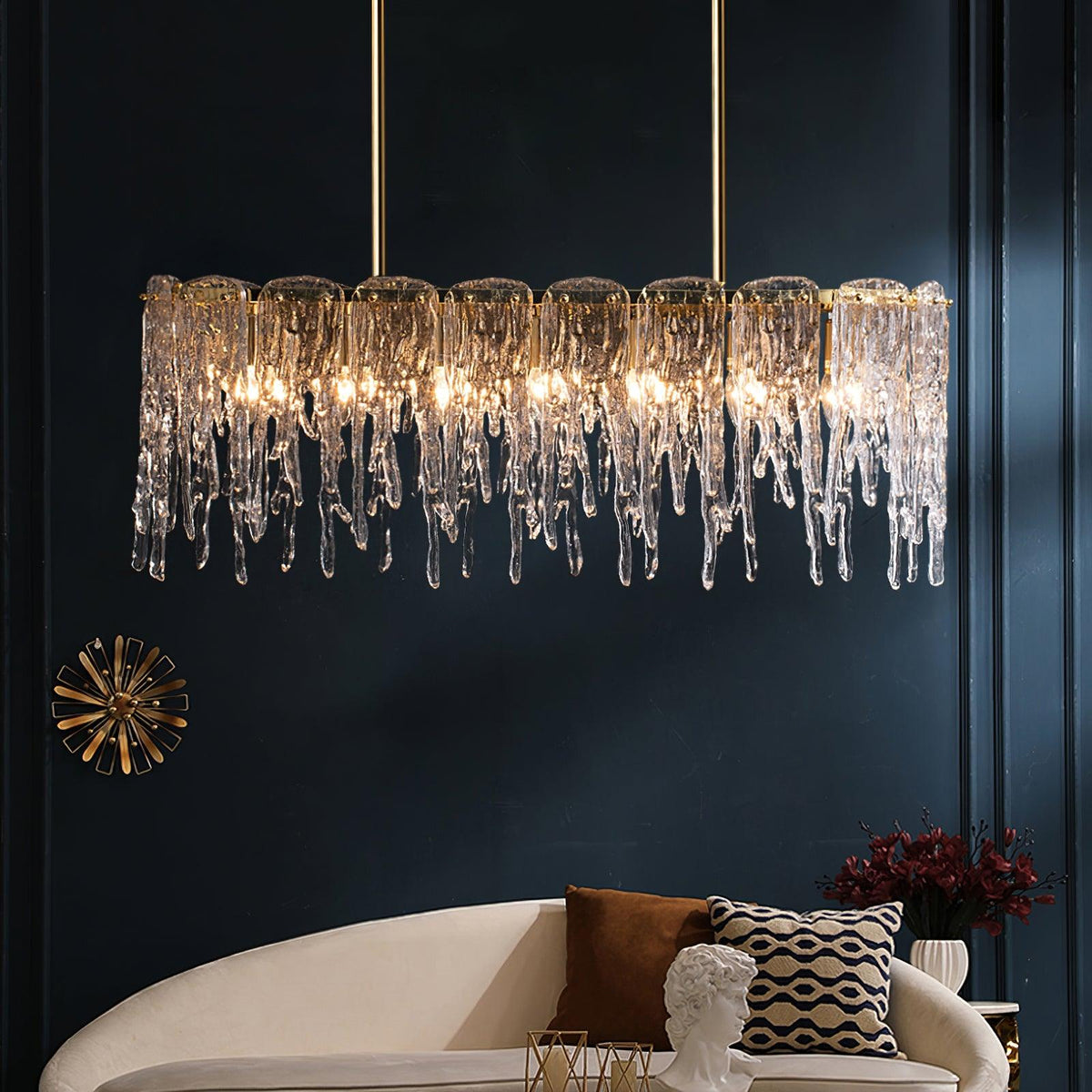 Icicle Glass Chandelier with Adjustable Height