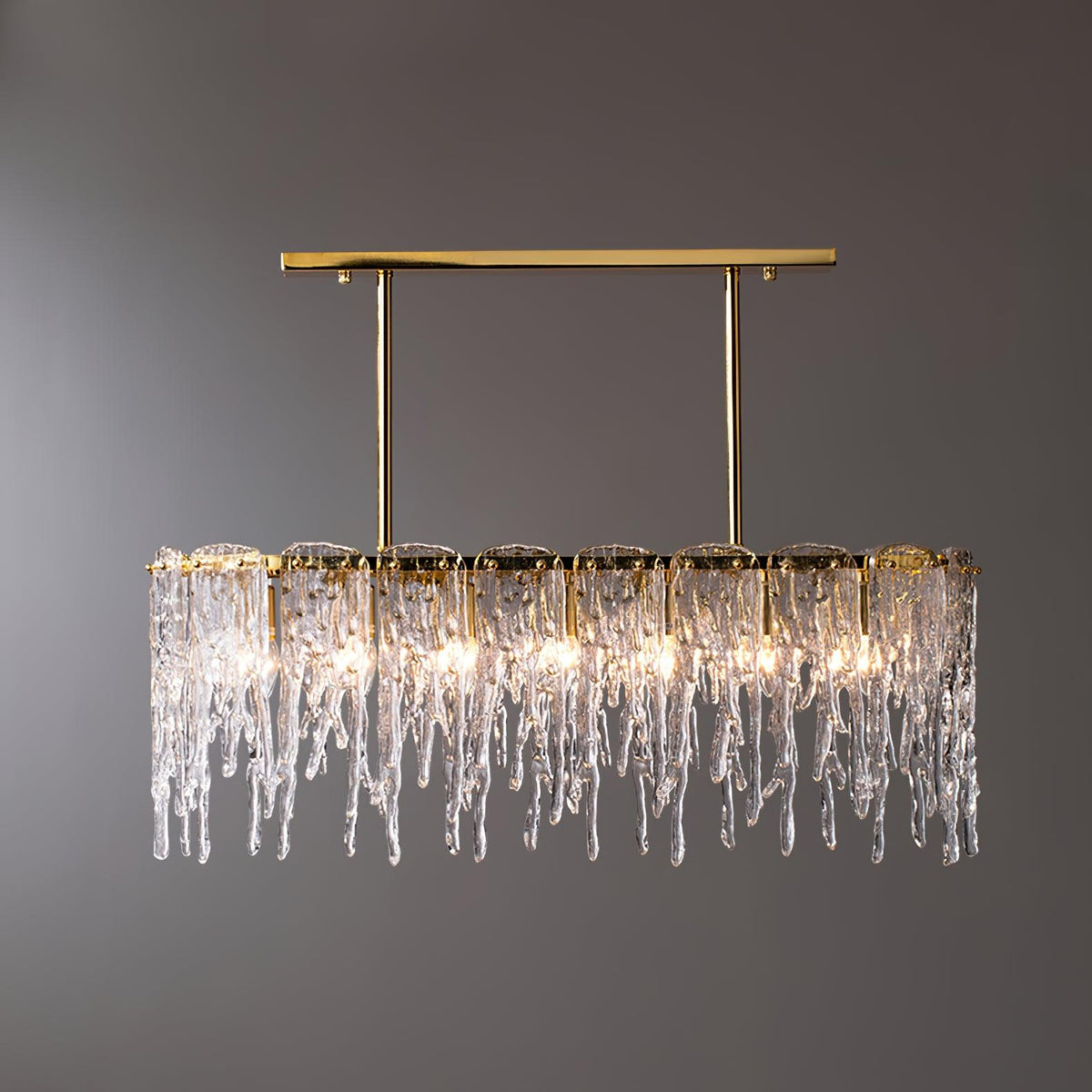 Icicle Glass Chandelier with Adjustable Height — front view
