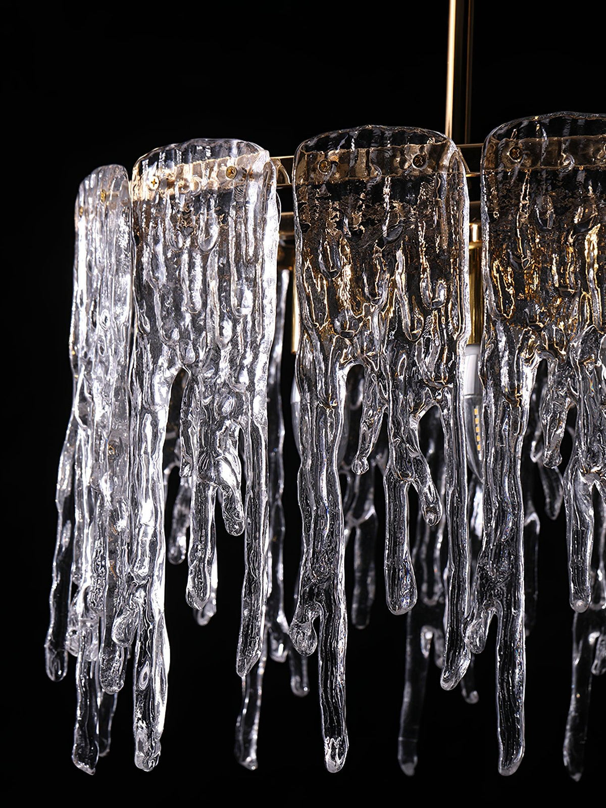 Icicle Glass Chandelier with Adjustable Height