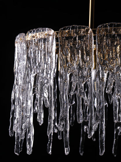Icicle Glass Chandelier with Adjustable Height
