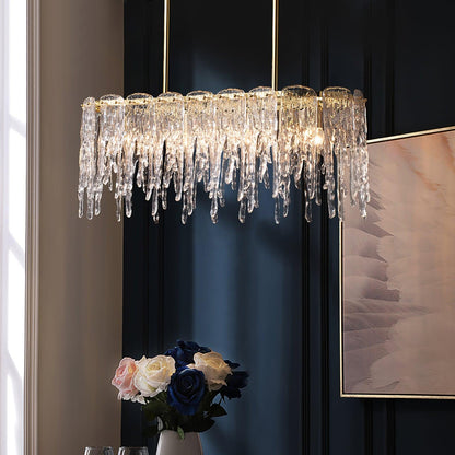 Icicle Glass Chandelier with Adjustable Height — front view