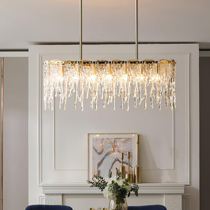 Icicle Glass Chandelier with Adjustable Height