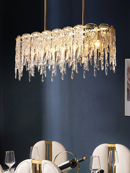 Icicle Glass Chandelier with Adjustable Height