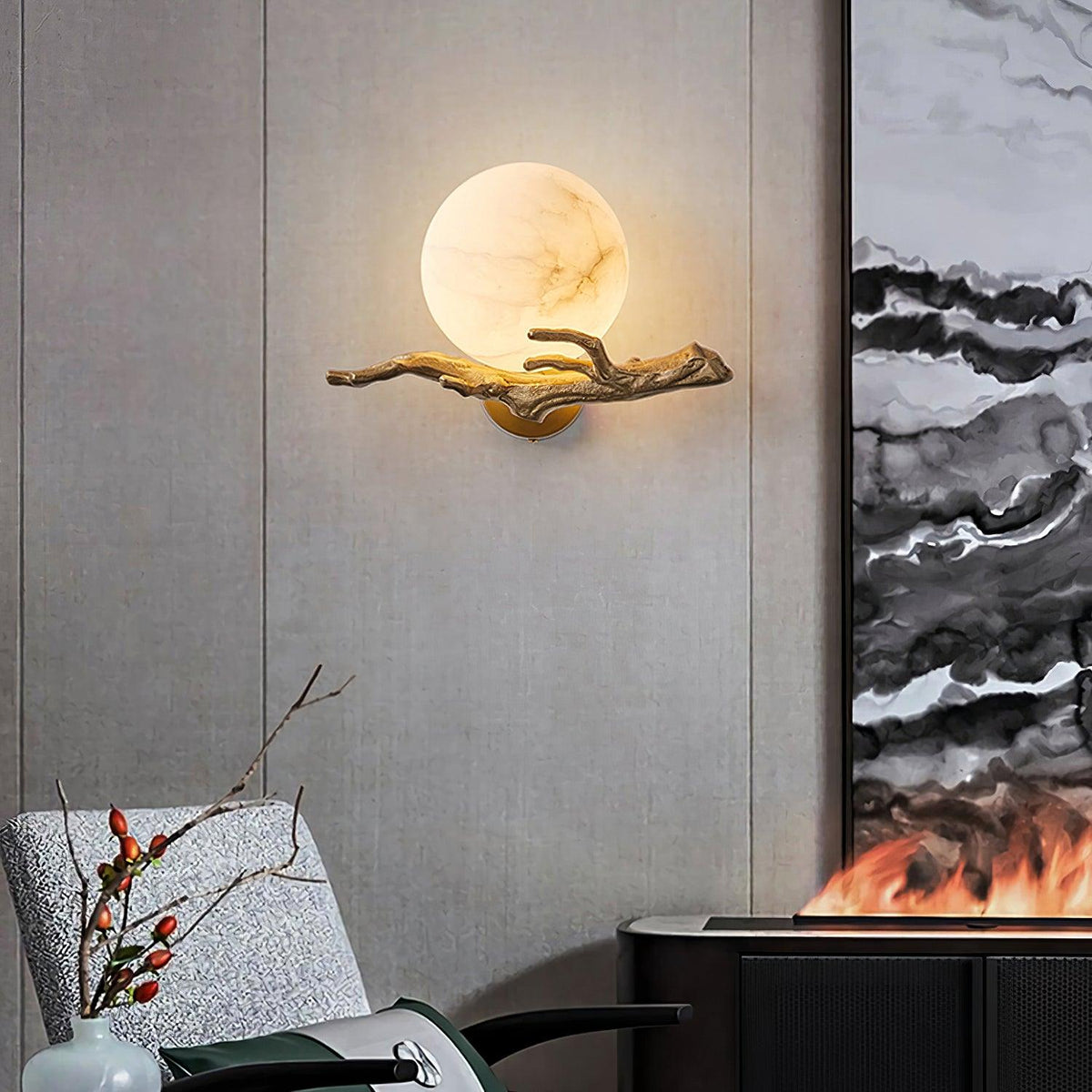 Retro Twig Wall Lamp, Adjustable Light Direction — lifestyle view
