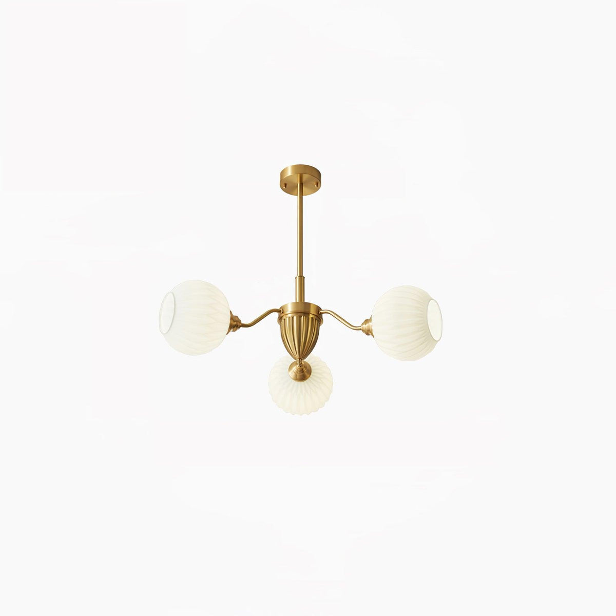 Ribbed Glass Ball Chandelier with Adjustable Height — front view