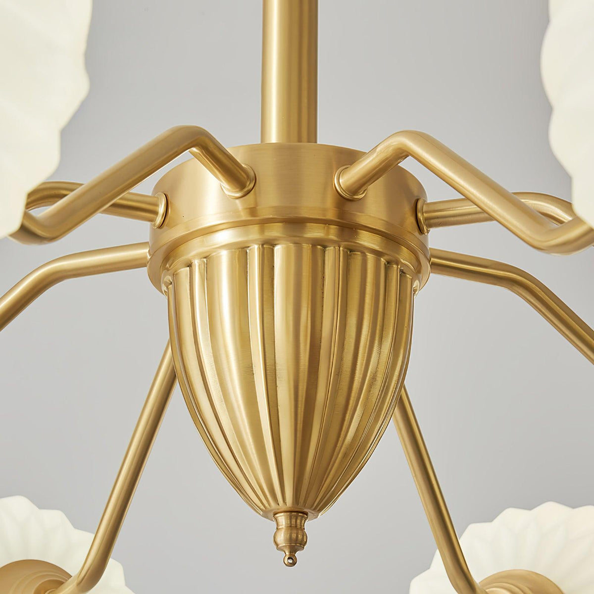 Ribbed Glass Ball Chandelier with Adjustable Height