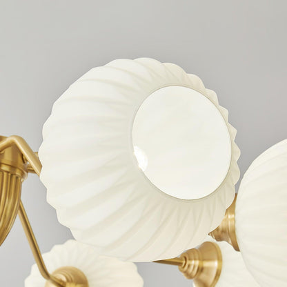 Ribbed Glass Ball Chandelier with Adjustable Height