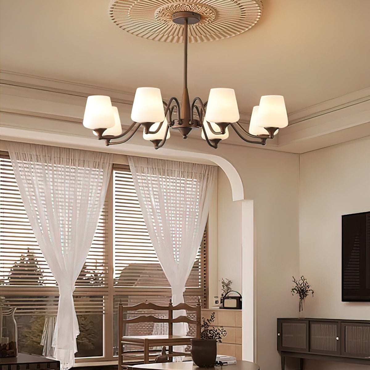 Ridge Chandelier with Adjustable Height — front view
