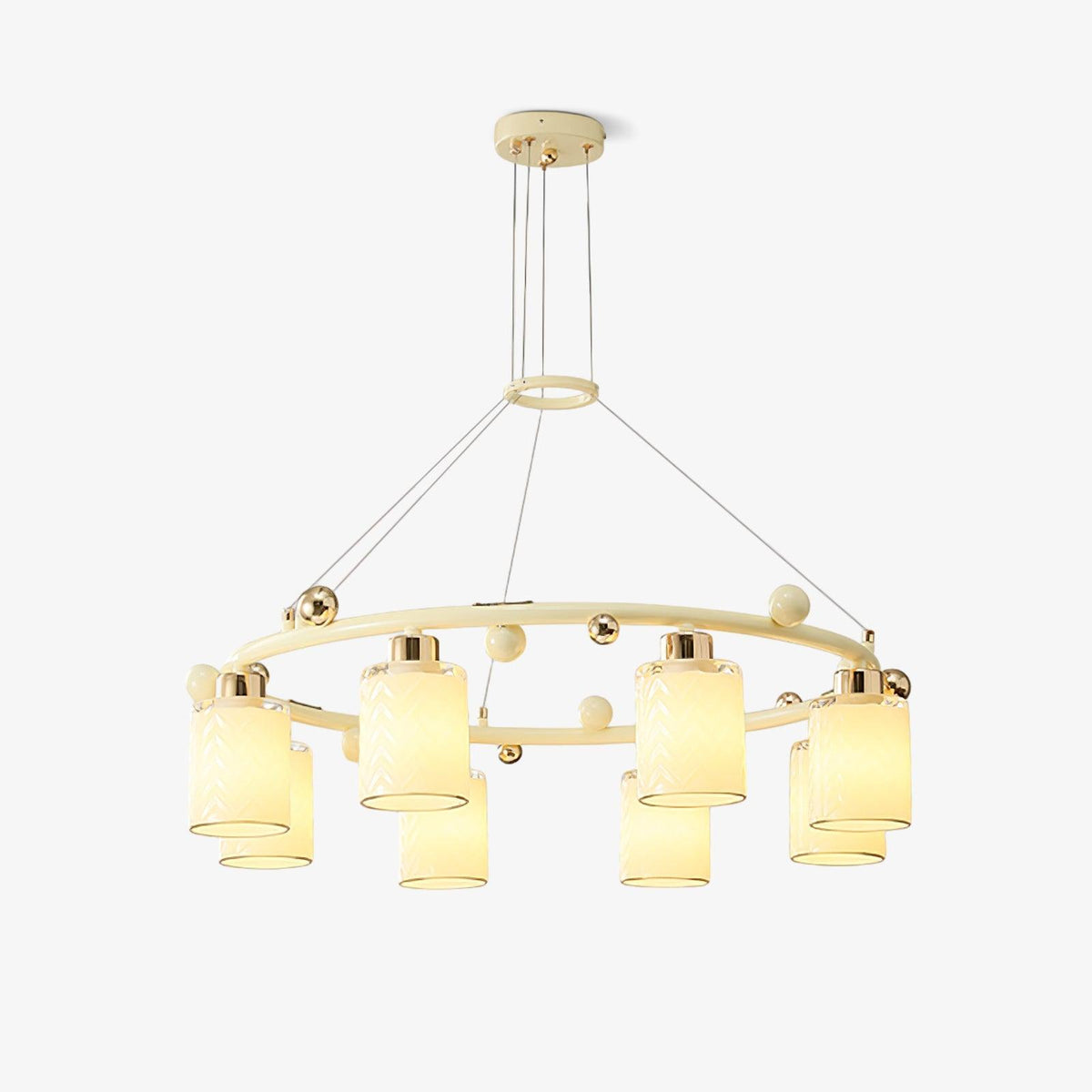 Ring Glass Cup Chandelier with Soft Light — alternate angle