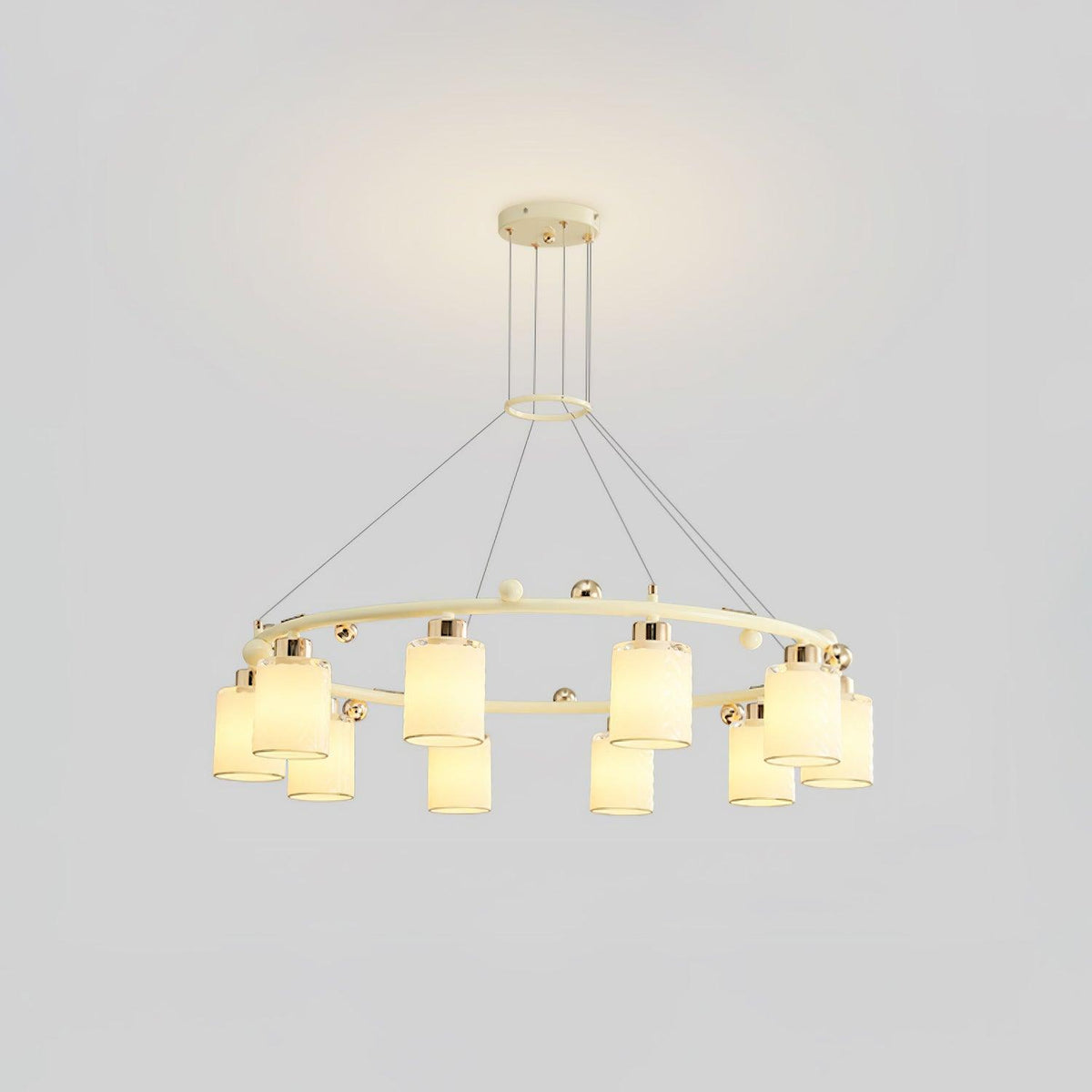Ring Glass Cup Chandelier with Soft Light — detail view