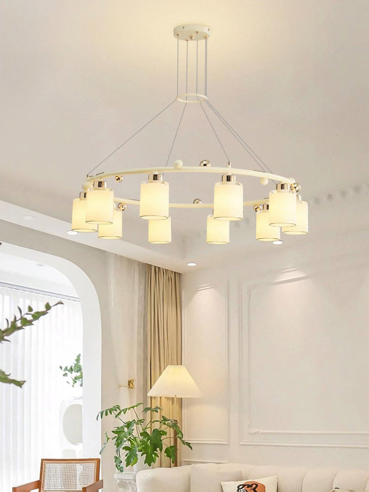 Ring Glass Cup Chandelier with Soft Light