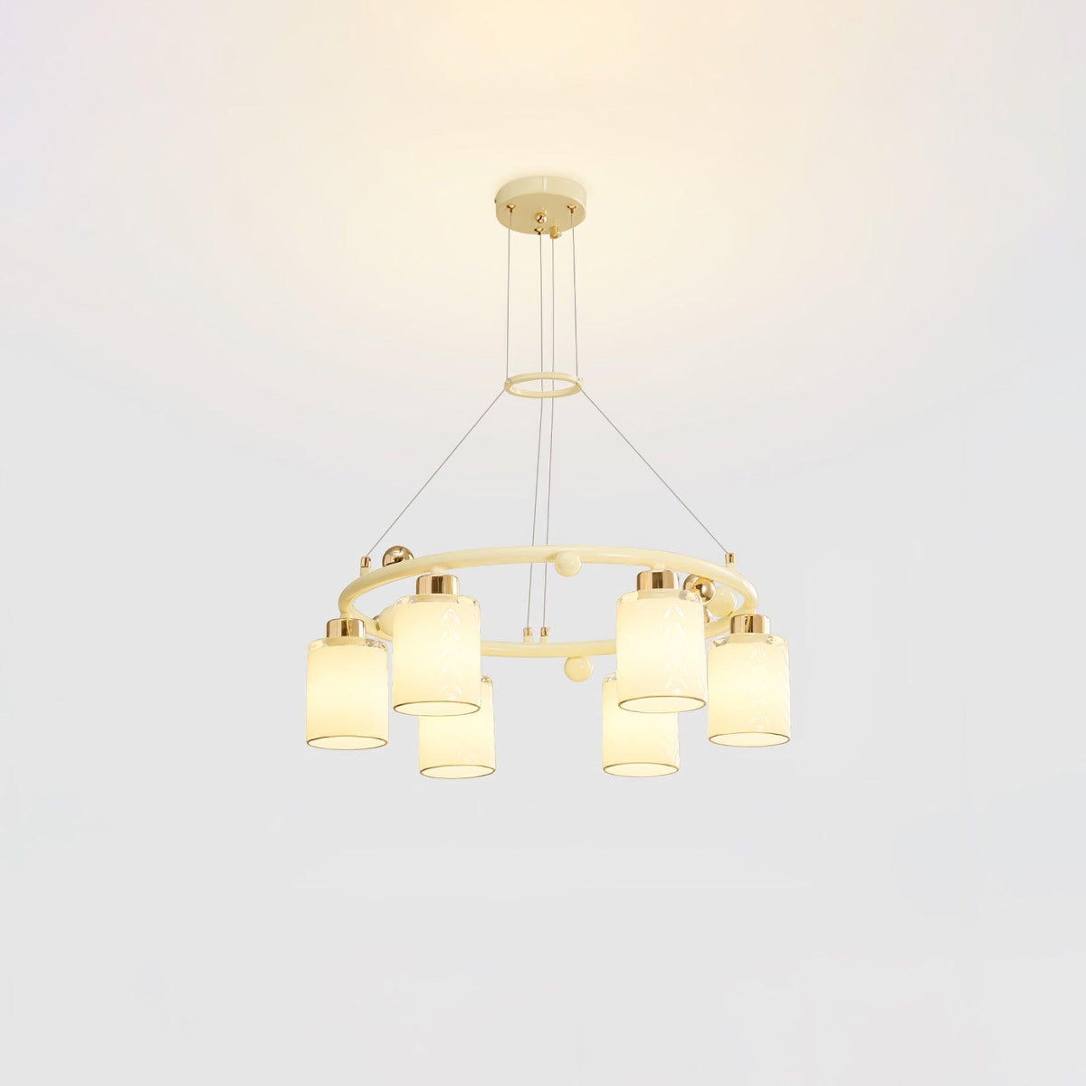 Ring Glass Cup Chandelier with Soft Light — front view