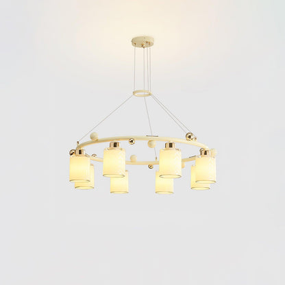 Ring Glass Cup Chandelier with Soft Light — side view