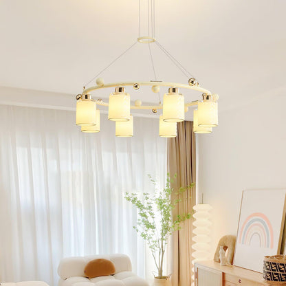 Ring Glass Cup Chandelier with Soft Light — front view