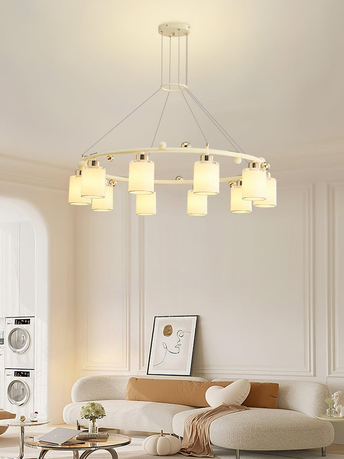 Ring Glass Cup Chandelier with Soft Light
