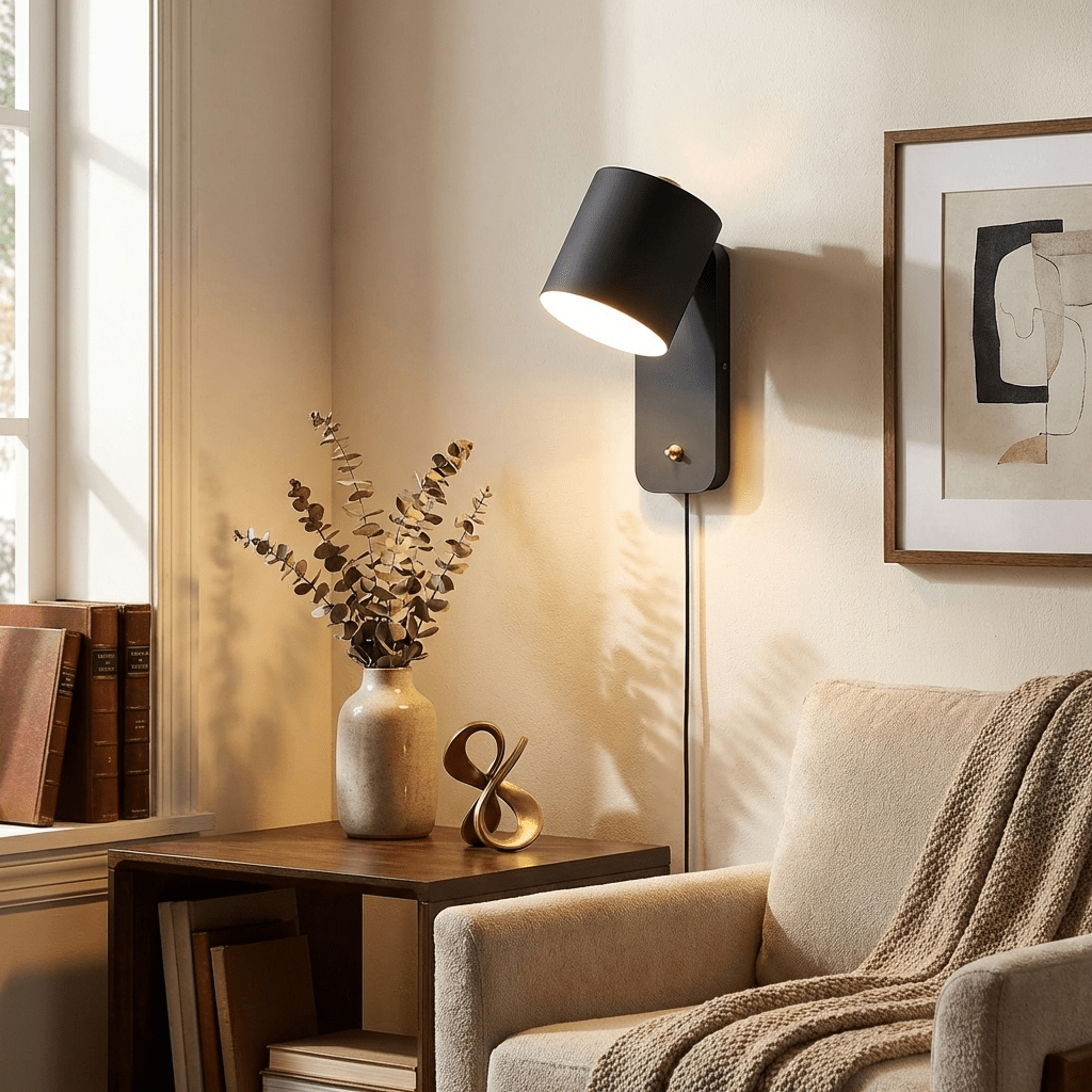 Rotatable Cylinder Plug-In Wall Lamp — front view