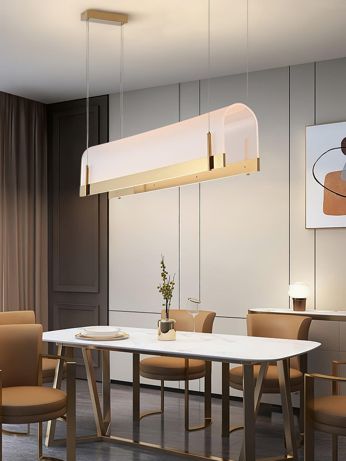 Round Arched Chandelier with Metal Frame