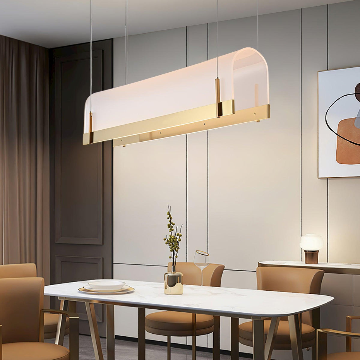 Round Arched Chandelier with Metal Frame