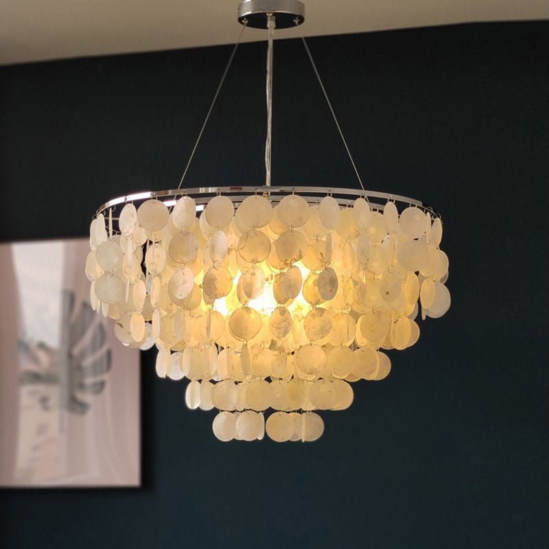 Shell Wind Chime Chandelier, Coastal Design